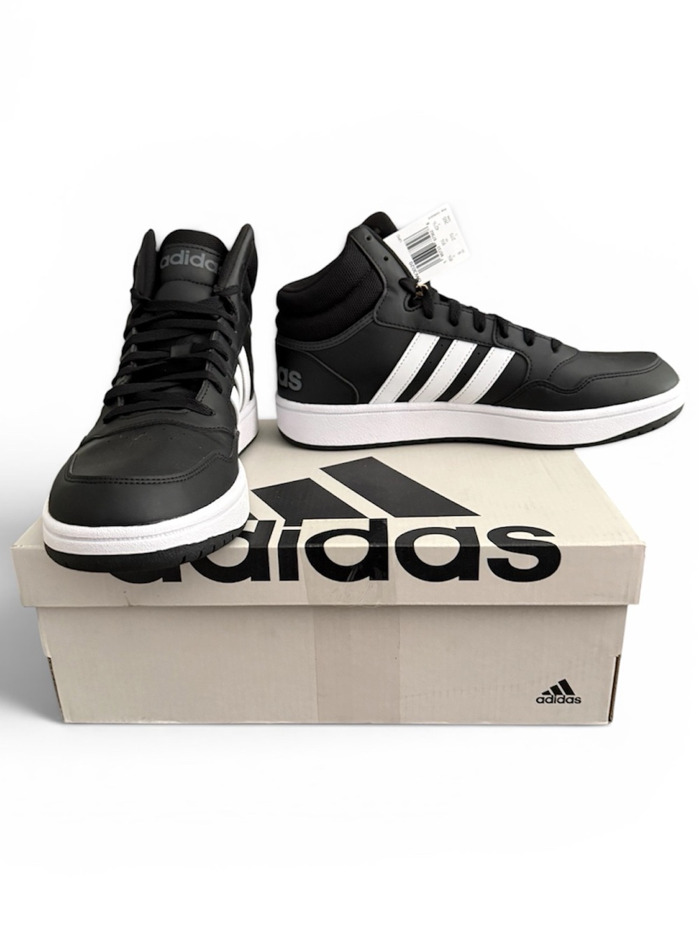 Adidas Hoops 3.0 Mid Black White Men's Sneakers Size 9 NWT